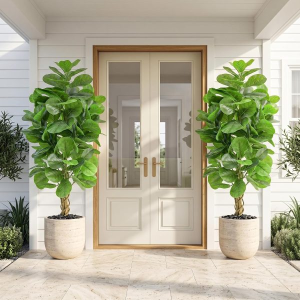 Artificial Fiddle Leaf Fig with Decorative Pebbles